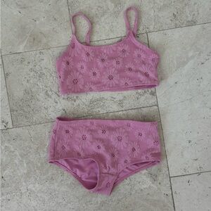Girls GAP two piece pink floral bathing suit bikini